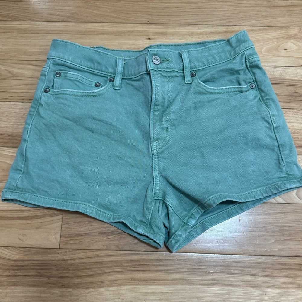 AE size 4 green high waisted denim shorts